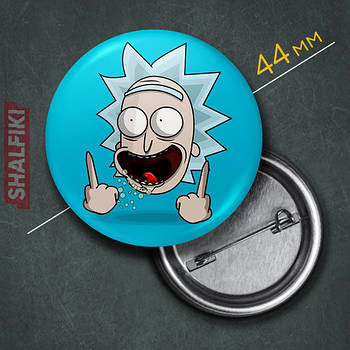 "Рік Санчез з факами (Рік і Морті)" значок круглий на булавці Ø44 мм