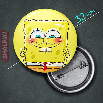 "Губка Боб Квадратні Штани / SpongeBob SquarePants" значок круглий на булавці Ø32 мм