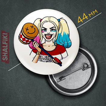 "Харлі Квінн" значок круглий на булавці Ø44 мм