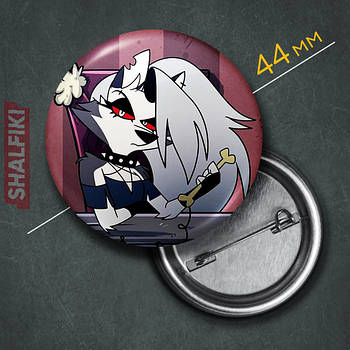 "Луна (Пекельний бос / Helluva boss)" значок круглий на булавці Ø44 мм