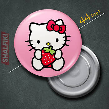 "Кішка Хеллоу Кітті / Hello Kitty" магніт круглий Ø44 мм