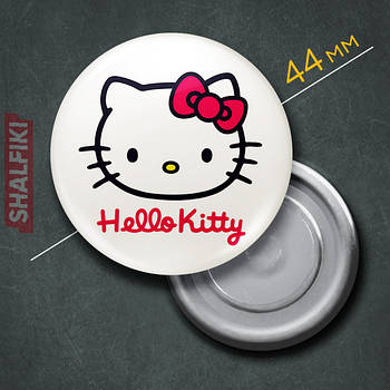 "Кішка Хеллоу Кітті / Hello Kitty" магніт круглий Ø44 мм