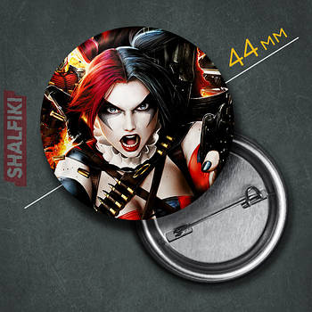 "Харлі Квінн" значок круглий на булавці Ø44 мм