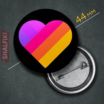 "Лайкі / Likee" значок круглий на булавці Ø44 мм