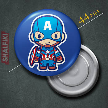 "Чібі Капітан Америка" магніт круглий Ø44 мм