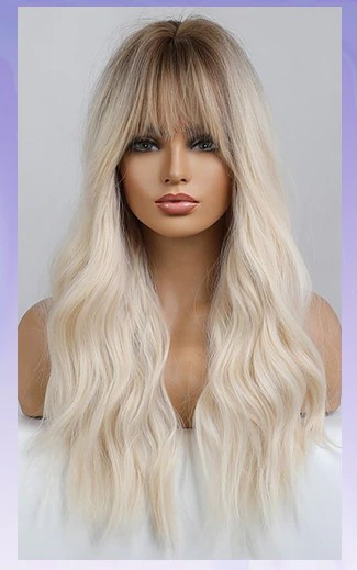 Перука блонд із затемненими коренями, перука блондинки хвиляста, перука омбре, фото 1