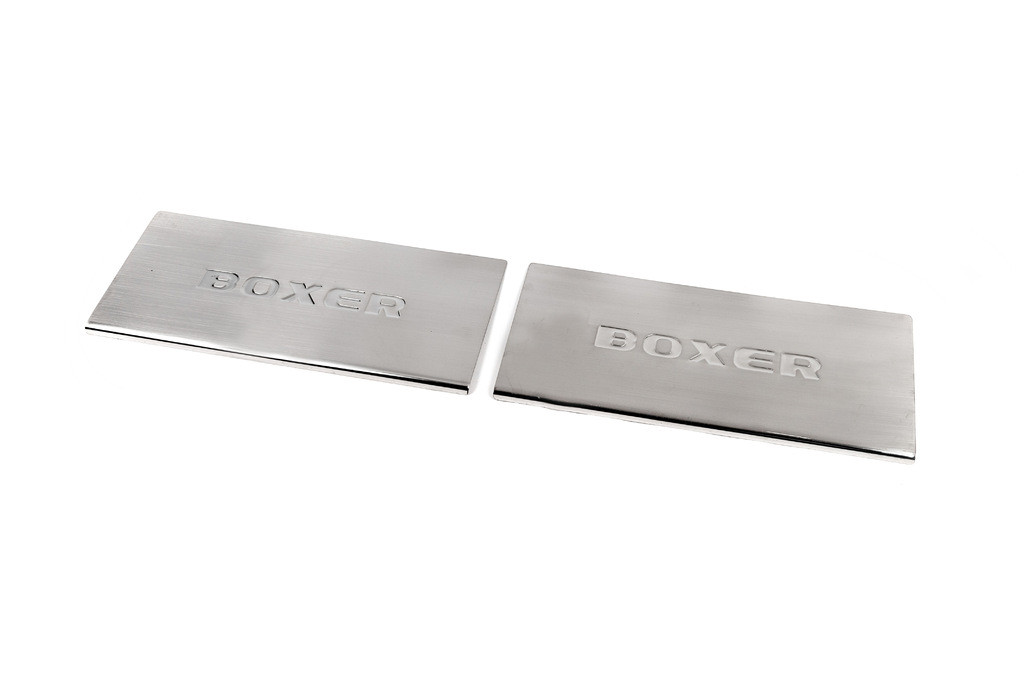 Накладки на внутрішні пороги Carmos V2 (2 шт, нерж.) для Peugeot Boxer 2006↗ та 2014↗ рр.