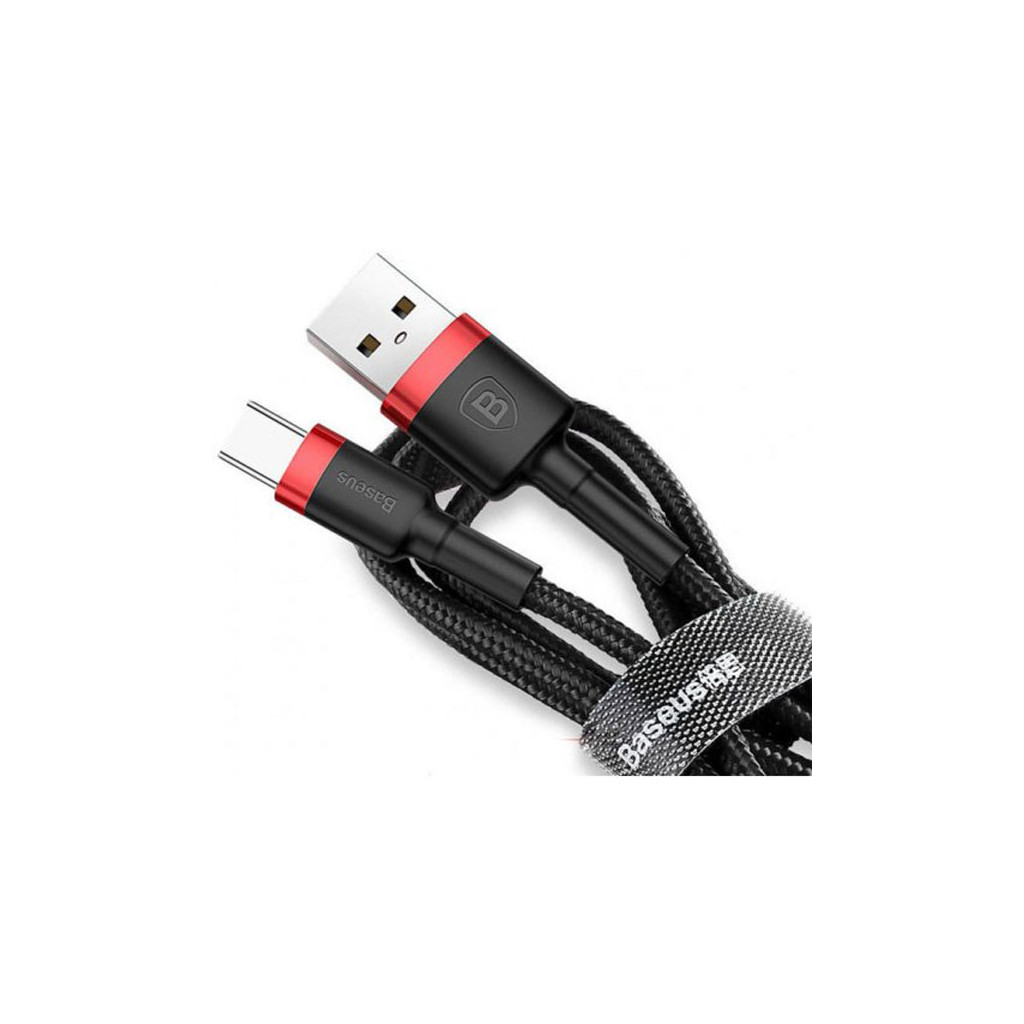 Кабель Type-C 0.5 m Baseus Cafule (CATKLF-A91) чорно-червоний (коробка)
