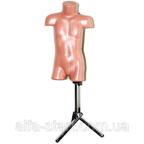 Дитячий костюмний манекен тілесного кольору на хромованій тринозі, фото 1