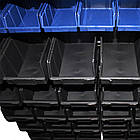 Стелаж з ящиками Н1800 мм 114 ящиків, односторонній стелаж для дрібних деталей, чорні ящики П/С, фото 5