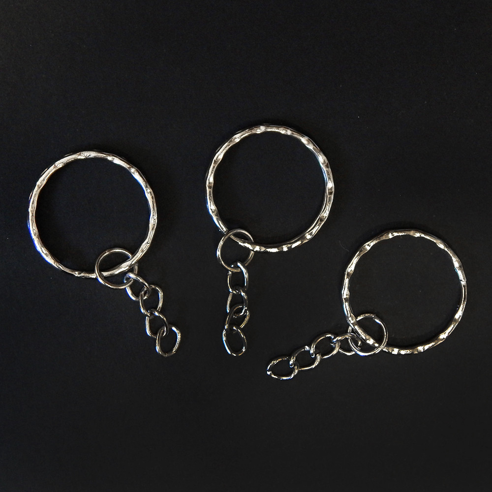 Кільце рифлене з ланцюжком - заготівля для брелків і ключів, Ø 2,5 см