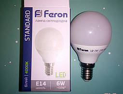 Світлодіодна лампа Feron LB-745 E14 6W 4000K для загального і декоративного освітлення
