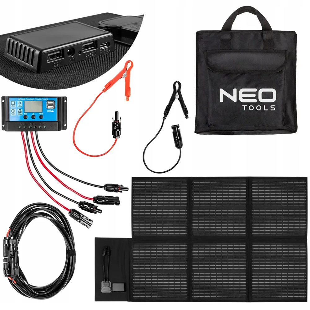 Портативные батареи | Power Bank Neo Tools 120Вт 1хType-C 2xUSB-A Портативная солнечная электростанция Черный
