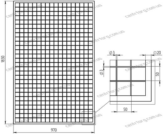 Сітка торгова в рамці 1830х970 мм; яч. - 50х50 мм; профіль — 20х20 мм; D-3мм;, фото 2