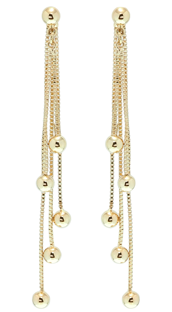 Сережки Xuping QQMM Позолота 18K пусети "Кульки на ланцюжках"