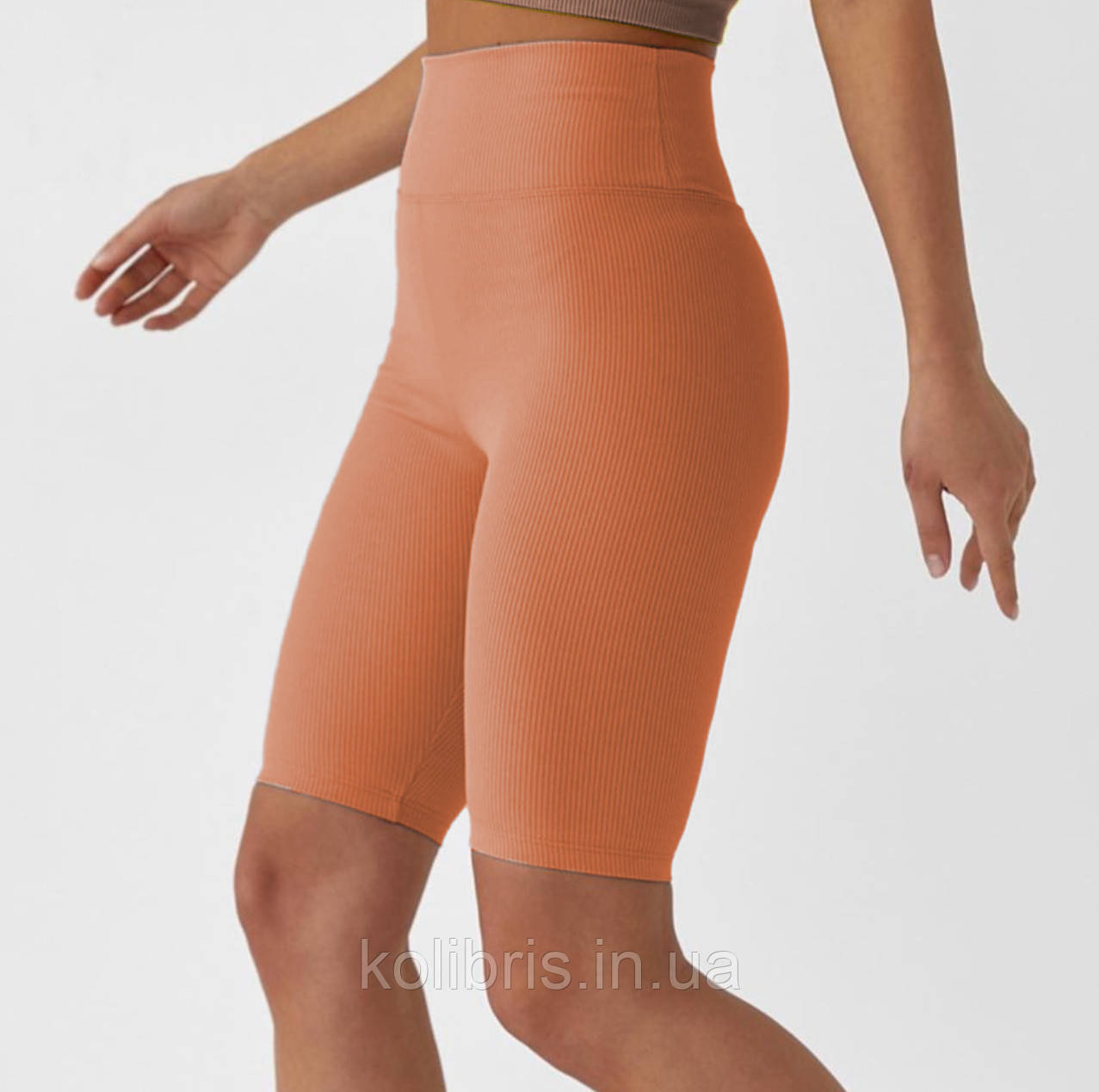 Велосипедки жіночі в дрібний рубчик рудого кольору, фото 1