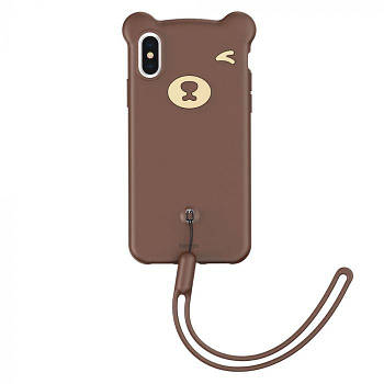 Чохол накладка Baseus Bear Case зі шнурком для iPhone Xs Max Brown