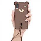 Чохол накладка Baseus Bear Case зі шнурком для iPhone Xs Max Brown, фото 5
