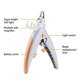 Светодиодные ножницы для стрижки ногтей для домашних животных, профессиональные ножницы для стрижки ногтей