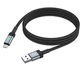 Кабель для зарядки телефона/ смартфона Borofone BU30 USB - Micro-USB 2.4 А 1.2 м Чорний/ Сріблястий, фото 1