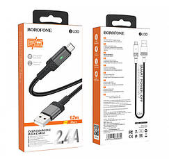 Кабель для зарядки телефона/ смартфона Borofone BU30 USB - Micro-USB 2.4 А 1.2 м Чорний/ Сріблястий, фото 4