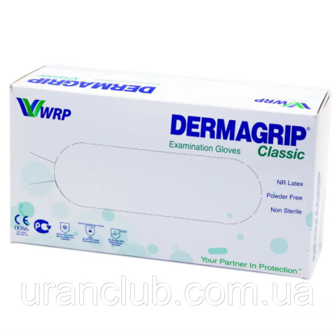 Перчатки латексні Dermagrip CLASIC, WRP (Дермагрип) 100шт.\уп. М