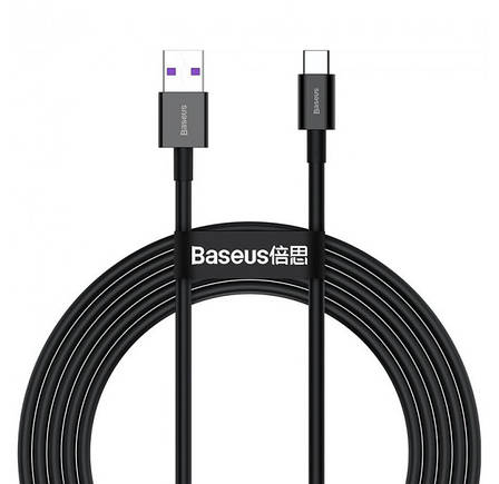 Кабель для зарядки телефона/ смартфона Baseus USB - Type-C 6 А 2 м Чорний (CATYS-A01), фото 1