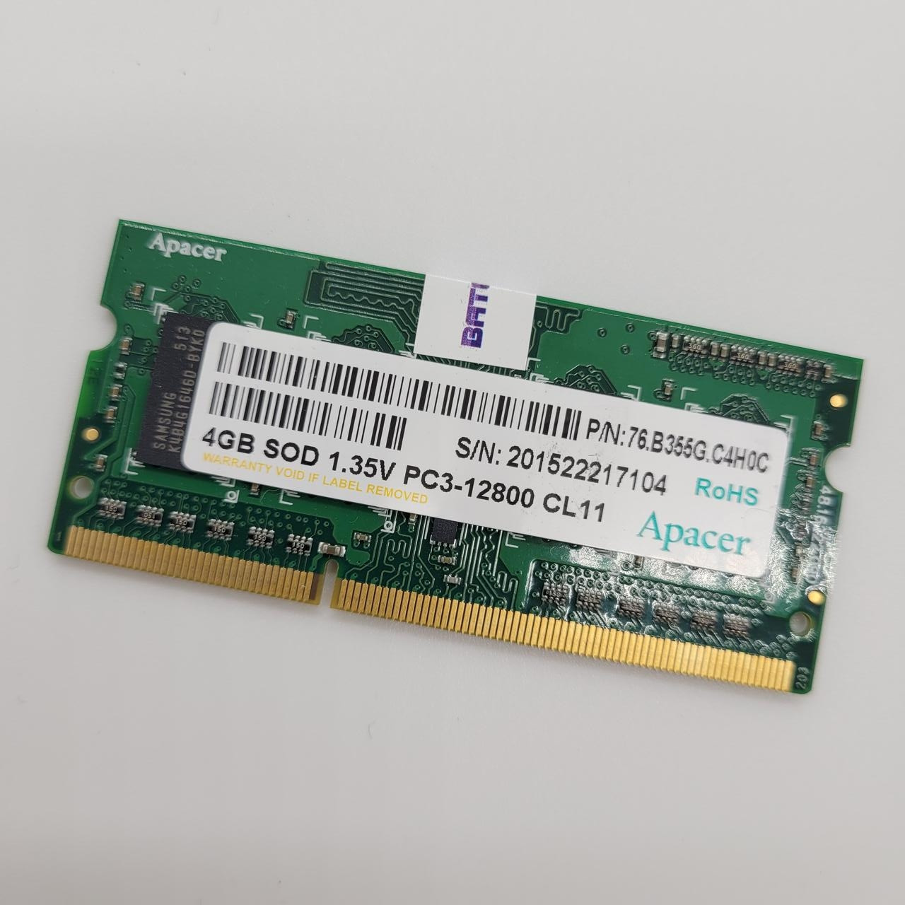 Оперативна пам'ять для ноутбука Apacer SODIMM DDR3L 4Gb 1600MHz 12800s CL11 (76.B355G.C4H0C) Б/В