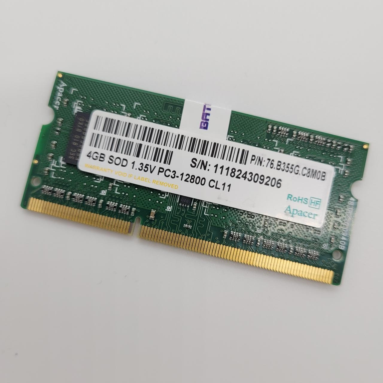 Оперативна пам'ять для ноутбука Apacer SODIMM DDR3L 4Gb 1600MHz 12800s CL11 (76.B355G.C8M0B) Б/В