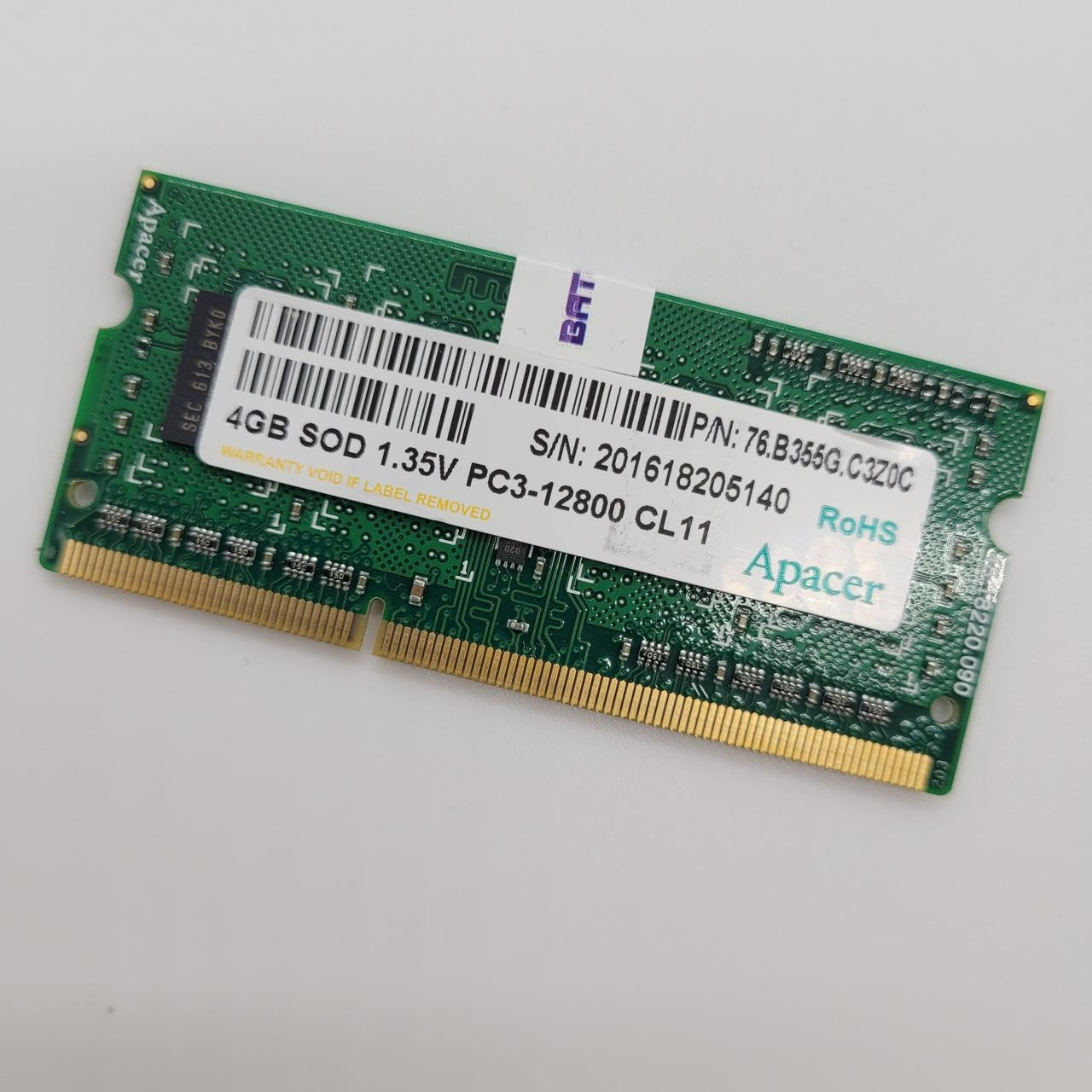 Оперативна пам'ять для ноутбука Apacer SODIMM DDR3L 4Gb 1600MHz 12800s CL11 (76.B355G.C3Z0C) Б/В