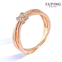 Кольцо Xuping, белые фианиты (куб. цирконий), ширина 5 мм, вес 3 г, позолота 18K, ХР01633 (21)