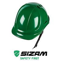 Каска защитная без вентиляции Sizam Safe-Guard зеленая 35010