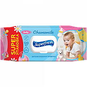 Серветка волога Superfresh Baby chamomile з клапаном 120 шт