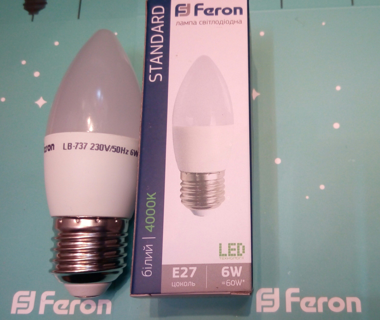 Світлодіодна лампа (свічка) Feron LB-737 E27 6 W 4000 K для загального та декоративного освітлення
