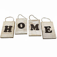 Дерев'яне панно на стіну з 4 частин "HOME" 15х10