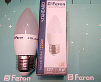 Светодиодная лампа (свеча) Feron LB-737 E27 6W 2700K для общего и декоративного освещения