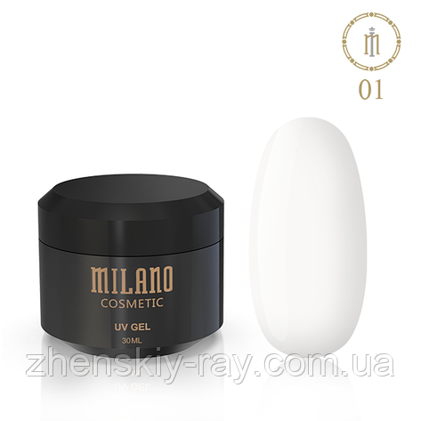 Гель-желе для нарощуючи нігтів Milano, 30 мл No 01 (білий), фото 1