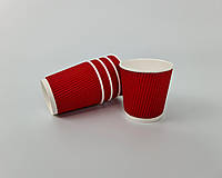 Стаканы бумажные гофрированные 110мл 25шт, стаканчики для кофе гофра, красные одноразовые кофейные
