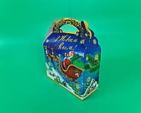 Новогодние коробки для конфет 800-900 грамм (1шт) № 205 Дед Мороз на санях, картонная упаковка подарочная