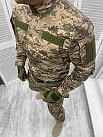 Мужской военный камуфляжный костюм китель и штаны пиксель с липучками под шеврон