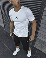 Комплект мужской летний Футболка + Шорты Jordan черный-белый Спортивный костюм Джордан на лето ТОП качества