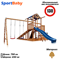 Дитячий ігровий комплекс для вулиці дитячий майданчик для дачі двору дерев'яний з гіркою Babyland-13