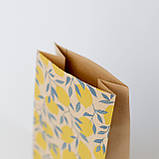 Крафт подарункові пакети з дном 150*90*240 коричневий Паперовий подарунковий пакет з плоским дном Лимон, фото 4