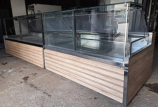 Лінія холодильних гастрономічних вітрин «Технохолод Куб Міссурі» 4.5 м. (Україна), під виносний холод, Б/у