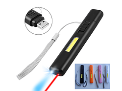 Лазер-ліхтар 41L-UV+COB 3 в 1 (Фонар, Ультрафіолет, Лазер), заряджання від USB, колір корпусу випадковий