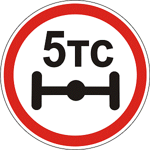 Забороняючий дорожній знак 3.16 Рух транспортних засобів, навантаження на вісь яких перевищує ...т, заборонено