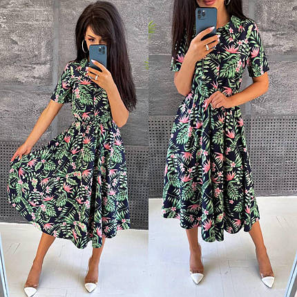 Стильне плаття на ґудзиках із вільною спідницею софт, фото 1