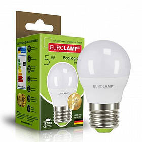 Лампа LED EUROLAMP G45 5W E27 4000K 220V LED-G45-05274(P) ("Шар", світлодіодна)