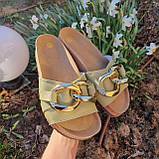 Жіночі шкіряні шльопанці з ланцюгом на низькому ходу, фото 2