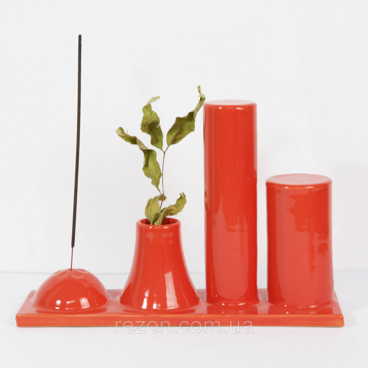 Підставка для пахощів (аромапаличок) керамічна "Композиція" червоний Rezon